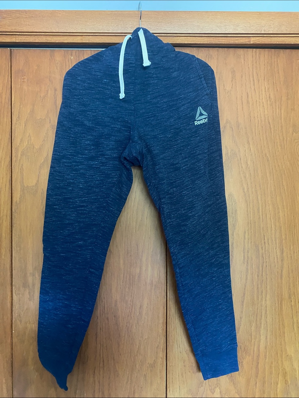 Reebok Kids Dark Navy Heather Jogger Pants with White Drawstring